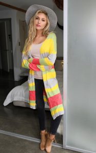 Striped Knit Cardigan: Lightweight Long Sleeve Color Block